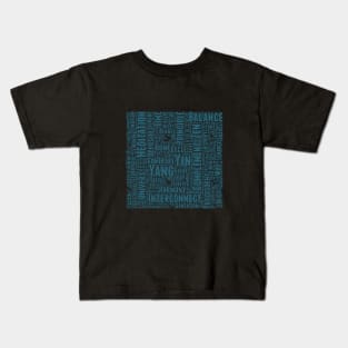 Yin Yan Interconnect Pattern Text Word Cloud Kids T-Shirt